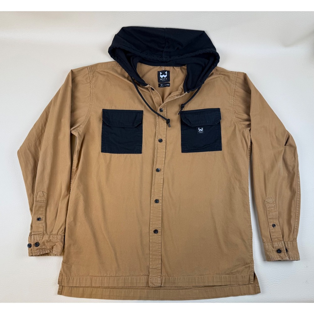 Streetwear Hooded Button Down Shirt Utility Pockets XL WXYZ MFG‎ CO